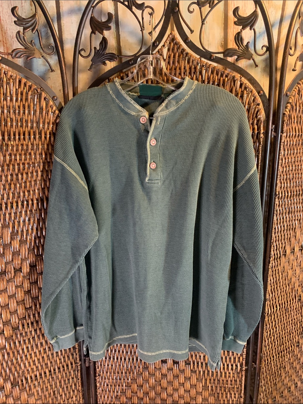 Vintage Brut (Cologne) Thermal Henley Long Sleeve Shirt Size L